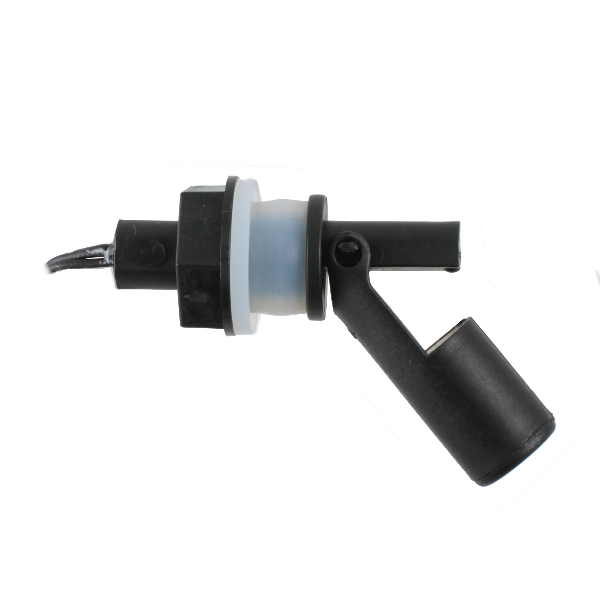 Поплавковый датчик уровня жидкости, горизонтальное исполнение, -20 +80 С, соединение- резьба M16 полипропилен, кабель 500 мм, поплавок - полипропилен