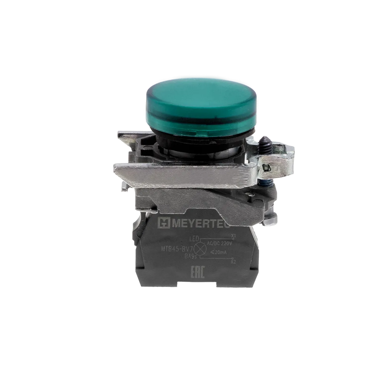 Лампа сигнальная зеленая, 220V AС/DC, IP65, металл