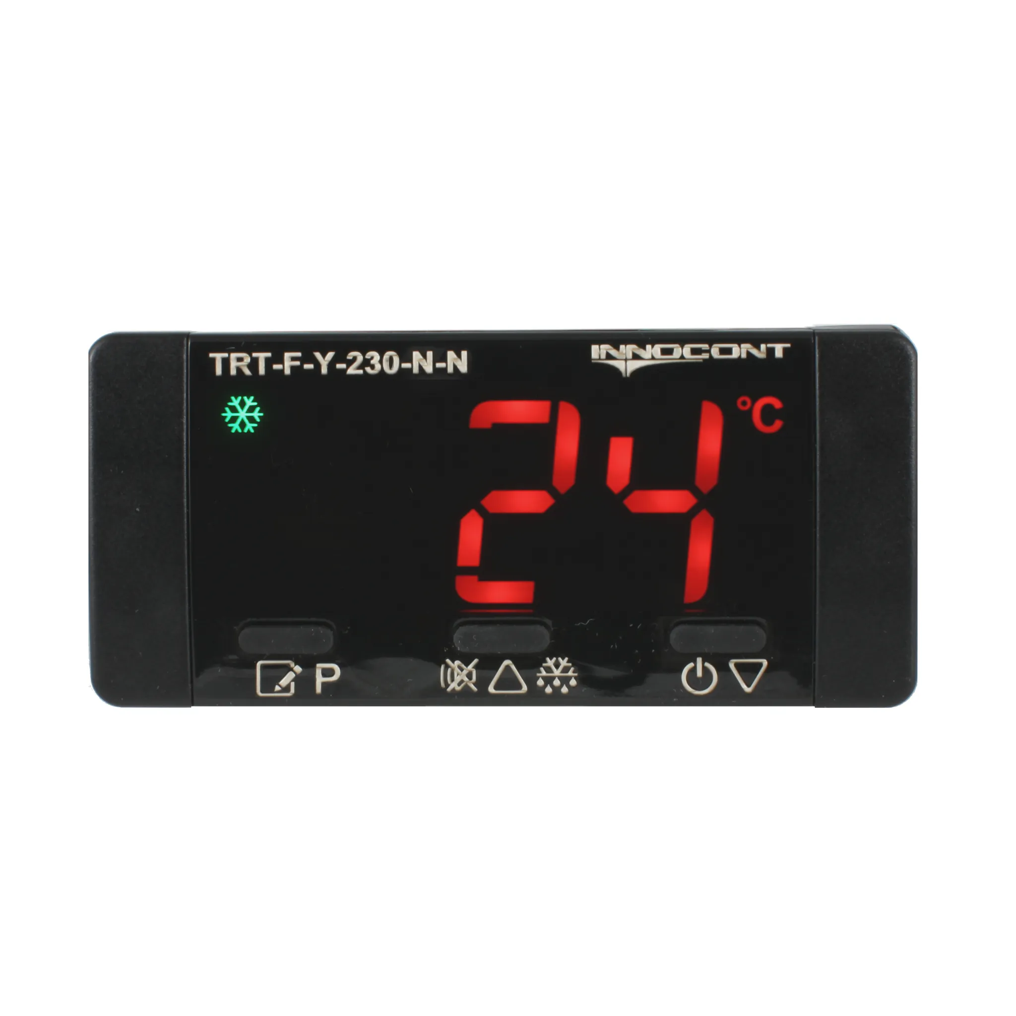 Температурный контроллер для управления охлаждением/размораживанием, 4 разряда, 77х35х61 мм, NTC, выход реле на компрессор, ON/OFF, 230VAC, встроенный фиксатор