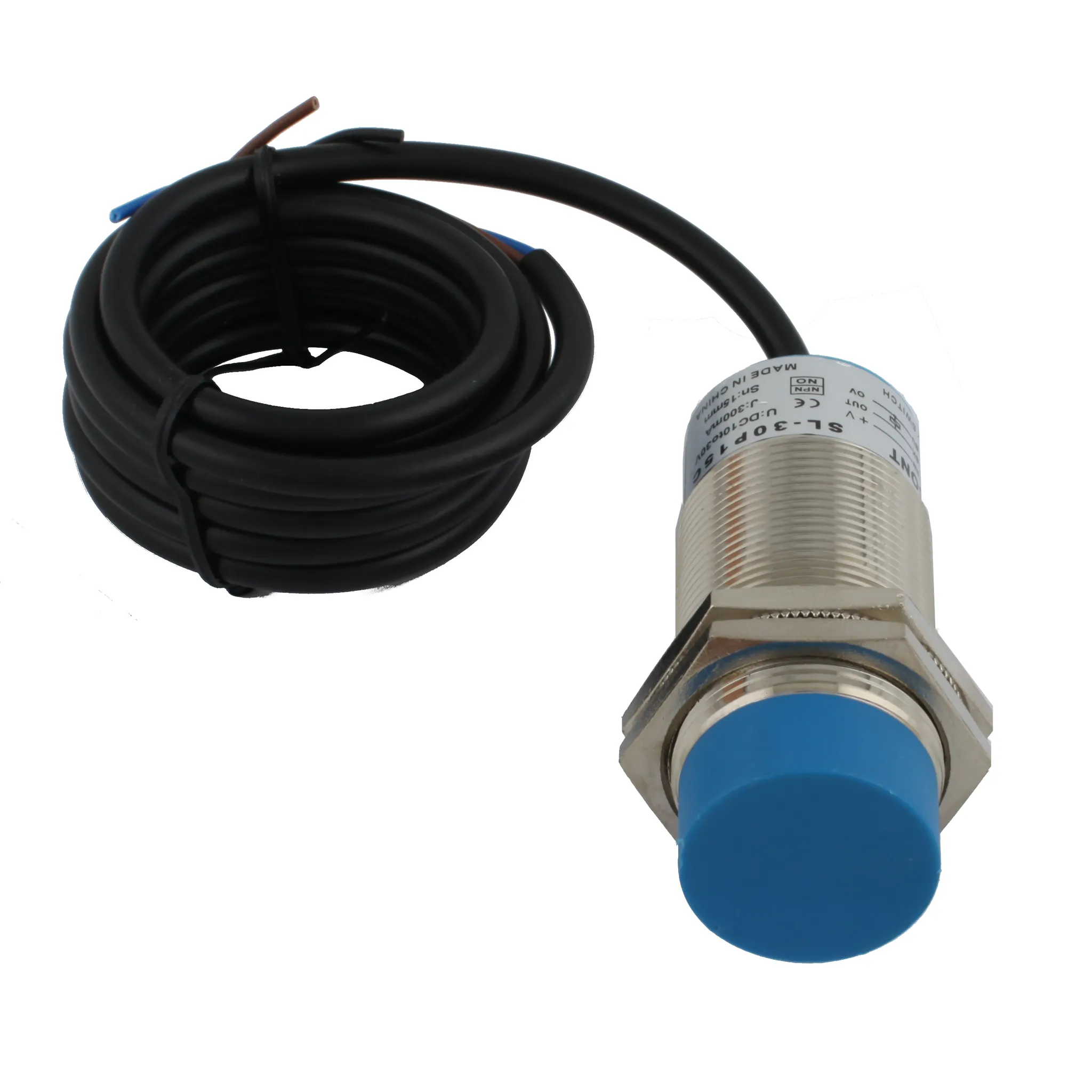 INNOCONT Индуктивный датчик, M30x1,5, L=78 мм, неэкранированный, зона срабатывания 15 мм, -25 +60 С, 12…24 VDC, IP65, выход: NPN NO, макс. ток 200 мА, кабель 2 м SL-30N15C