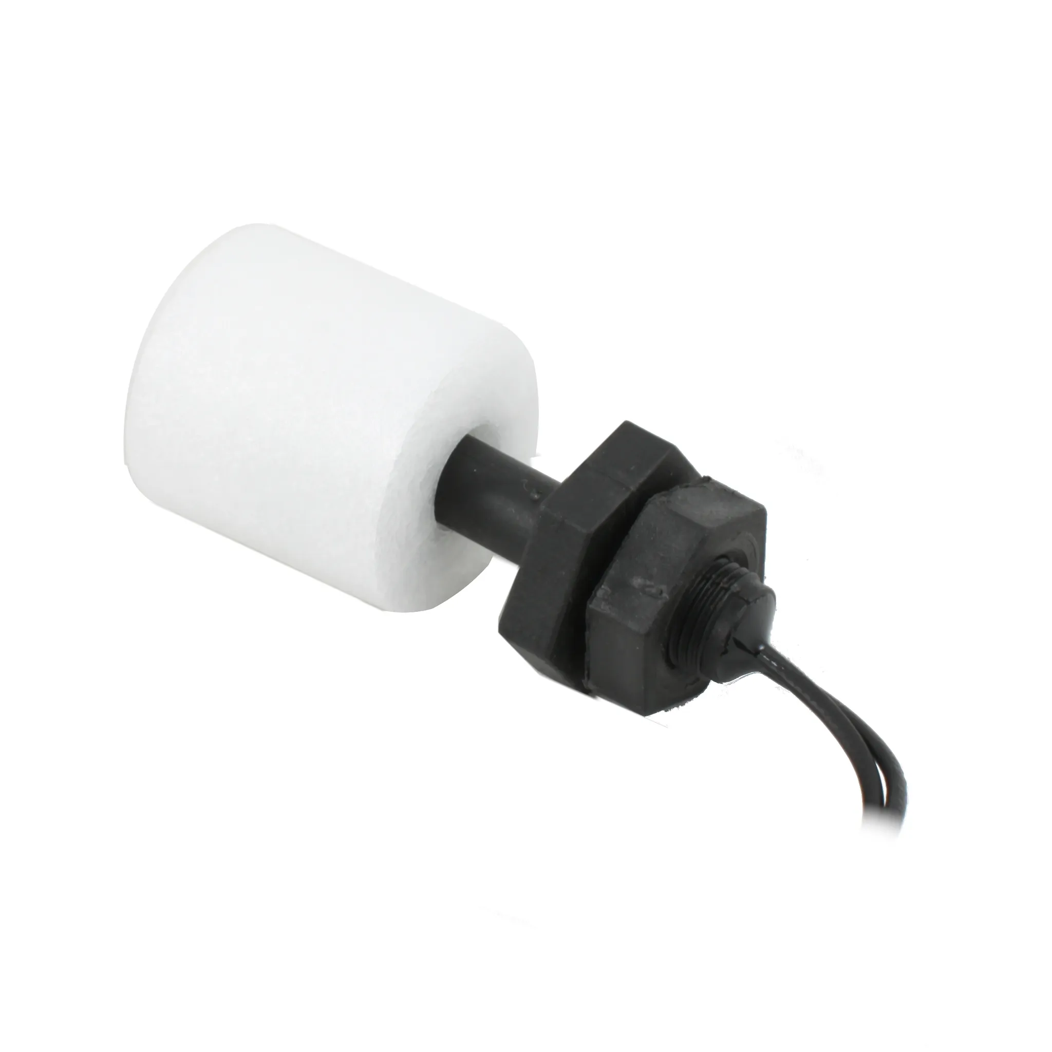 Поплавковый датчик уровня жидкости, вертикальное исполнение, -20 +80 С, соединение- резьба 1/8"PF полипропилен, кабель 500 мм, поплавок D=25 мм полипропилен