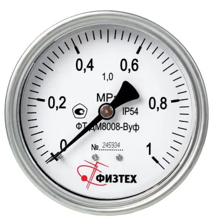 Вакуумметры, мановакуумметры, манометры виброустойчивые ДВ8008-ВУф, ДА8008-ВУф, ДМ8008-ВУф (Диаметр: 100 мм)